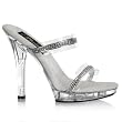 5 Inch Cute Clear Shoe High Heel Two Band Low Platform With Rhinestones