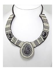 Cotton Waxed Thread Semi GemStone Beads Necklace In White Base