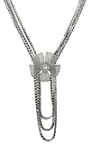 Silver Tone Crystals and Mesh Flower 23'' - 27'' Necklace