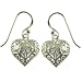 Silver Ladies Filigree Open Heart Hook Wire Earrings