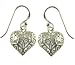 Silver Ladies Filigree Open Heart Hook Wire Earrings