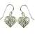Silver Ladies Filigree Open Heart Hook Wire Earrings