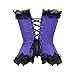 Womens Floral with Black Lace Trim Corset Satin Overbust Waist Cincher Bustier, Purple, M/Natural waist:26-27inch