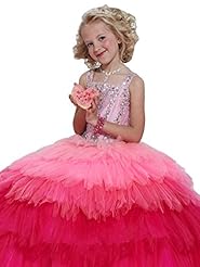 Girls Lace  Tulle   Ball Gown Pageant Dress/Party Dress  With Rhinestones