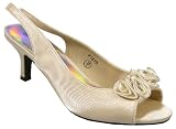Ladies Ivory Diamante Satin Low Heels Bridal Wedding Shoes