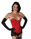 Shaper Corset Red Satin Strapless V-angled Front Steel Boned Overbust Back Lacing Corset Waist Cincher SC80047