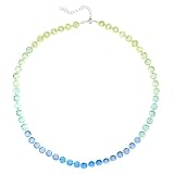 Sterling Silver Blue Green Ombre Round Cubic Zirconia Briolette Link Pendant, 18