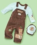 Flapdoodles Baby Boy 3 Piece Corduroy Overalls Set