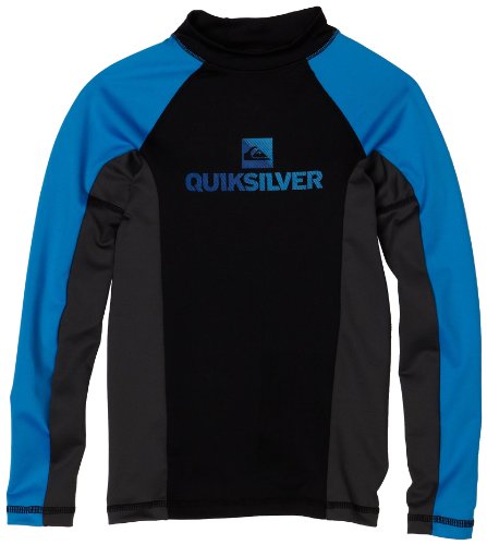 Quiksilver Boy's 8-20 Represent Long Sleeve Surf Shirt, Black/Blue, 12