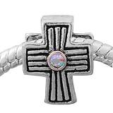 Silver Plated (186) Cross Shape Charm, will fit Pandora/Troll/Chamilia Style Charm Bracelet.