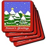 S. Fernleaf Designs Holidays Christmas - Holidays, Christmas, Christmas Trees, Seasons Greetings, Christmas tree lights, Snow, Landscape - Coasters