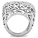 Eternal Sparkles Women's Stainless Steel High-Polished Square Floral Cutout Cocktail Ring