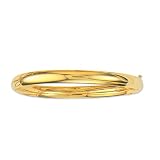 14K Yellow Gold Plain Bangle Bracelet - 7 inches