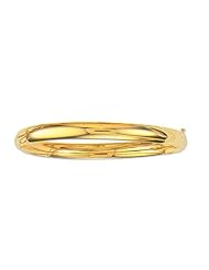 14K Yellow Gold 08" 6.0mm Plain Polish Round Domed Classic Bangle With Clasp