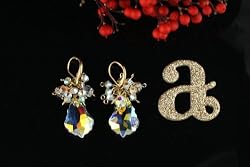 Swarovski Crystal Baroque Pendant Earring - Iridescent Crystal AB (Anna)