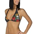 Xhilaration&reg; Juniors Skull, Rose Butterfly Triangle Swim Top- Black/Red/Orange