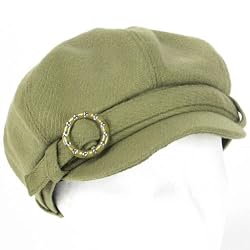 Crystal Newsboy Gatsby Cabby Adjustable Cap Olive Green