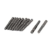 uxcell プラスドライバービット　10本入り　六角　シャンク　50mm長さ　5mm　プラス　PH2　磁気