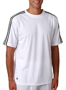 Adidas Golf A72 ClimaLite Mens 3-Stripes Golf T-Shirt - White/Black - Large