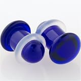 Pair of Glass Single Flared Solid Plugs: 12g Cobalt