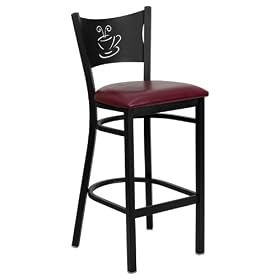 Flash Furniture HERCULES Series Black Coffee Back Metal Restaurant Bar Stool with Burgundy... by Flash