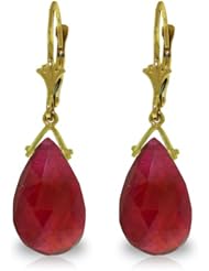 14k Solid Gold 16ct Genuine Ruby Dangle Earrings