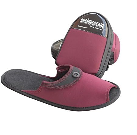 PopZeekEr® Fold and Non-slip Travel Folding Slippers Foldable Flats with Storage Bag (red, S)