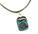 Copper Wire Work Green Dichroic Fused Glass Pendant- Cho Ku Re Reiki Symbol - 18 Inch Cord