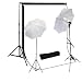 StudioFX 800W Photography Lighting Light Kit + 10' x 10' 100% Cotton Black Muslin Backdrop Background + 10' x 10' 100% Cotton White Muslin Backdrop + Photo Portrait Studio 33" Umbrella Continuous Lighting Kit - 2 Translucent Snow White Umbrella
