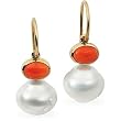 14K Yellow Gold Paspaley South Sea Cultured Pearl and Coral Earrings - 11.00mm