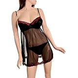 Black Embroidered Baby Doll With Matching Panty