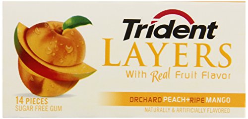 Trident Layers Sugar Free Gum (Orchard Peach & Ripe Mango, 14-Piece, 3-Pack)