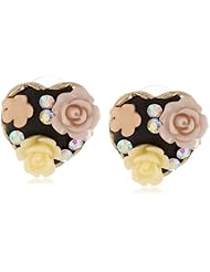 Betsey Johnson "Fabulous Flowers" Flower Heart Stud Earrings