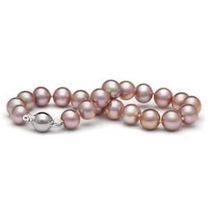 AAA Quality, 8.0-9.0 mm, 7.5-inch, Lavender Freshwater Pearl Bracelet, 14k... by