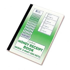 Rediform 8K808 - Money Receipt Book, 2-3/4 x 7, Triplicate with Carbons, 200 Sets/Book-RED8K808