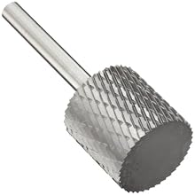 PFERD Cylindrical Carbide Bur, Uncoated (Bright) Finish, Double Cut, Plain End