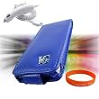 Apple iPod Nano 5th Generation (5G Video) Premium **VG BRAND** Leather Flip Case Cover **BLUE** + Apple Ipod Nano Car Charger + Vangoddy ?(Trademarked) Orange Silicone Wrist Band!!!