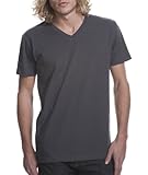 Next Level Apparel Men s Fitted Short Sleeve V Neck T Shirt Charcoal Medium