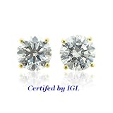 IGL Certified 18k Yellow Gold Diamond Stud Earrings (GH, SI3-I1, 0.90 carat)-Appraisal Report Included