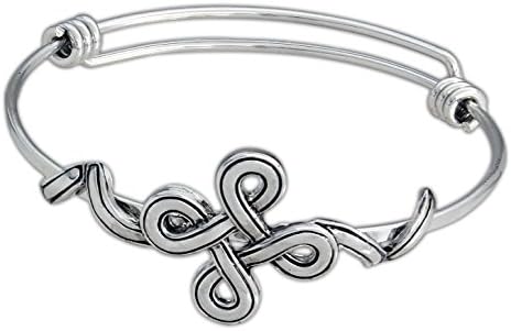 Gift craft "Thoughts to Share'' Expandable Bangle Bracelet (Friendship Knot - Silver Tone)