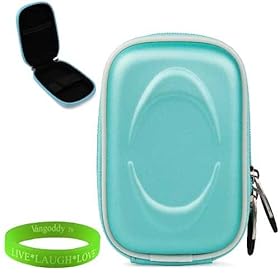 Durable and Elegant Slim Digital Camera Hard Case for your Canon Powershot ELPH110 HS in Sky Blue , interior lined with nylon preventing scratches + Green Vangoddy Bracelet!!!