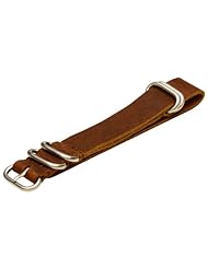 Premium 24mm 5-ring Thick Leather Aged Brown Urban Military Nato Watch Strap - Fits All Watches!!!
