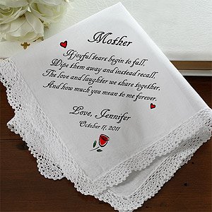 Personalized Wedding Handkerchief - Tears of Joy Mother Design