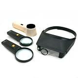 4 10x Lighted Magnifiers Stamp Coin Head Jewelers Tool