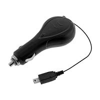 GTMax Black Rapid Retractable Car Charger for Sprint HTC Hero Cell Phone