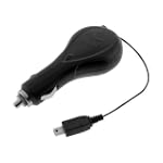 GTMax Black Rapid Retractable Car Charger for Sprint HTC Hero (CDMA) Cell Phone