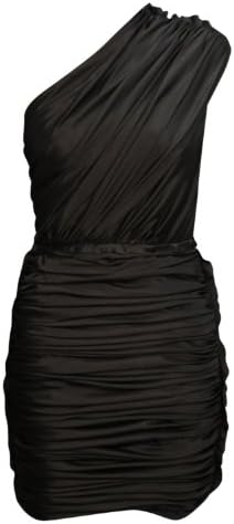 Camilla and Marc Satin Gathered One Shoulder Dress, Black, 10