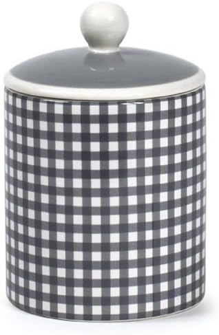 At Home with Marieke Sarah Gray Check Storage Jar