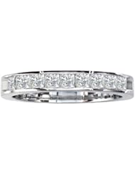 1ct Princess Diamond Channel Set Band Crafted In Solid 14k White Gold, Available In Ring Sizes 4-9.5