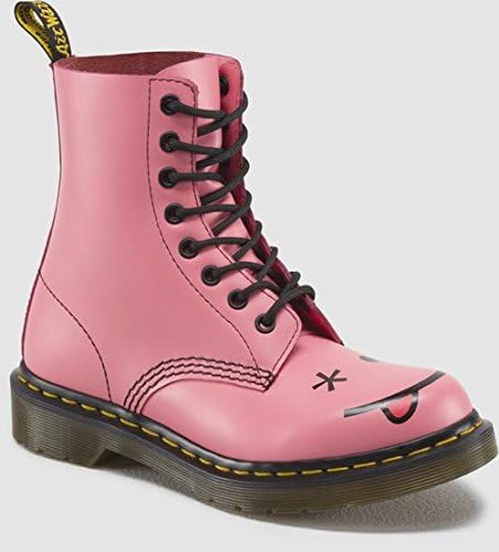 Dr. Martens Women's Hincky Smiley 8-Eye Boot,Pink,9 M UK / 11 B(M) US